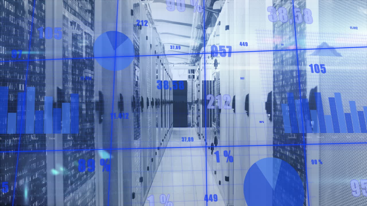 컴퓨터 서버를 통해 데이터 처리의 애니메이션