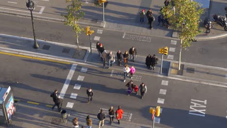 pedestrian road traffic street roof top view 4k barcelona spain