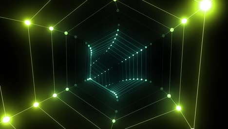 túnel hexagonal de neón abstracto