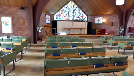 shot of religious christian or catholic chapel and altar for worshippers