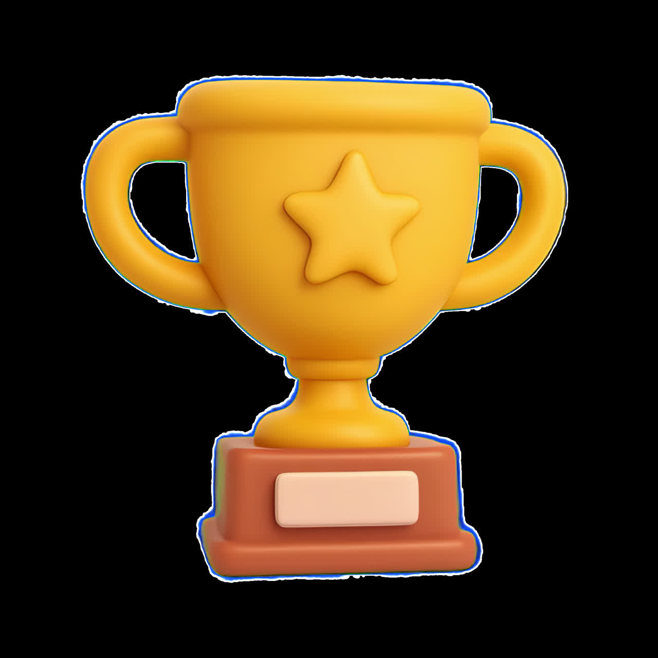 Cartoon trophy with star emblem animation isolated asset, transparent 4K video, alpha channel