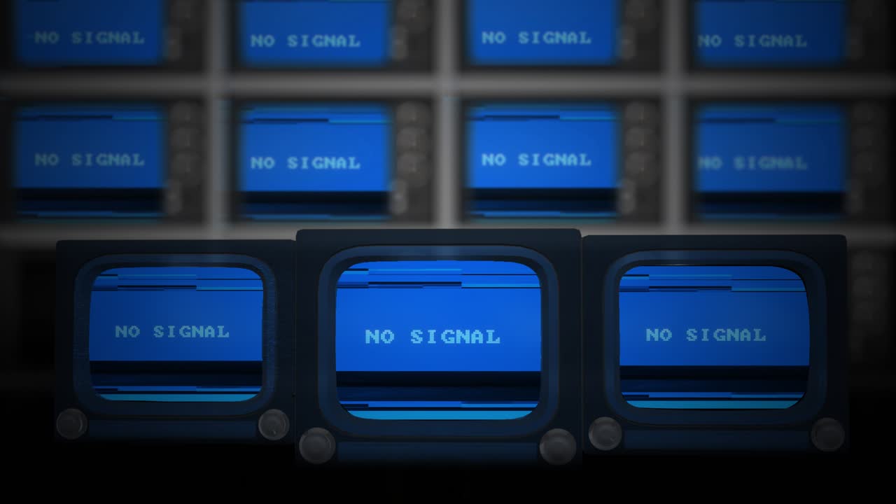 Vintage Televisions with No Signal and Green Screen