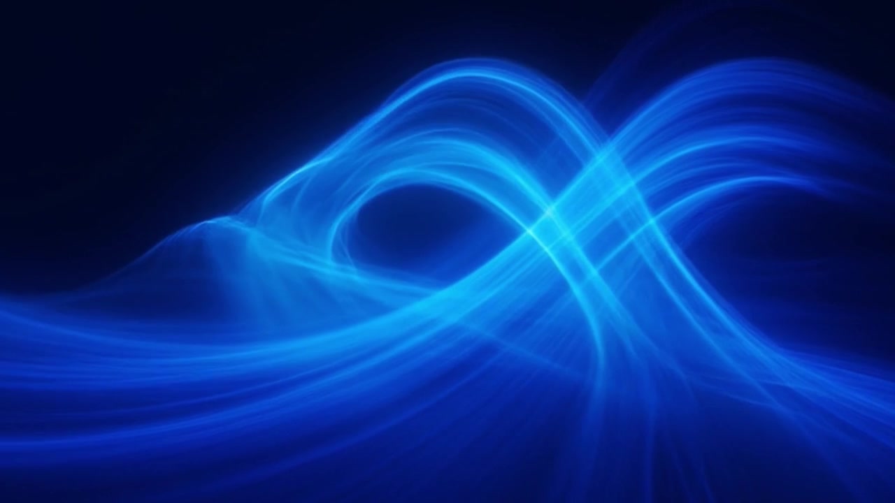 Abstract Blue Light Waves Flowing on Dark Background