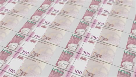 billetes de 100 manat azerbaiyanos impresos por una prensa de dinero