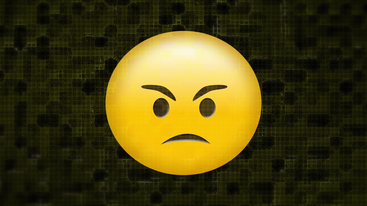 Animazione di emoticon arrabbiata su sfondo nero