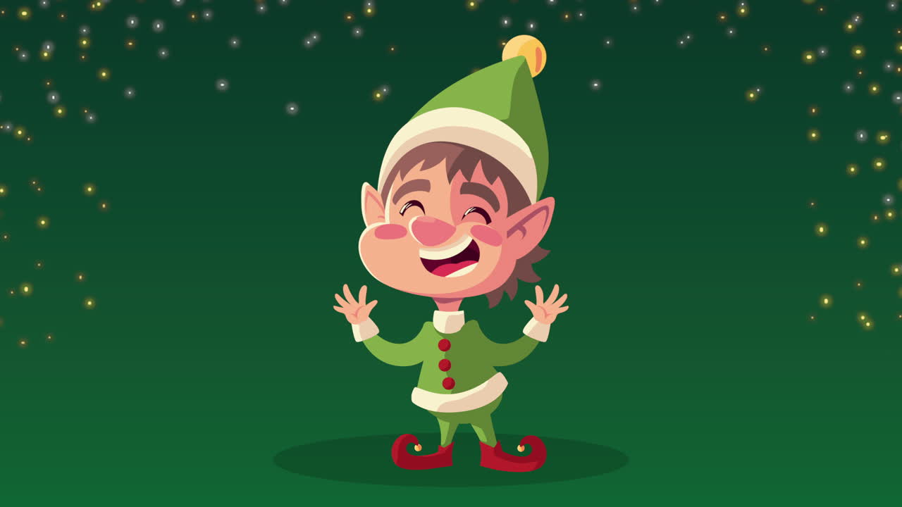 Animace veselých Vánoc s malým skřítkem