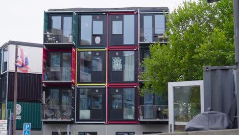 container type residential building apartments, unusual design, copenhagen