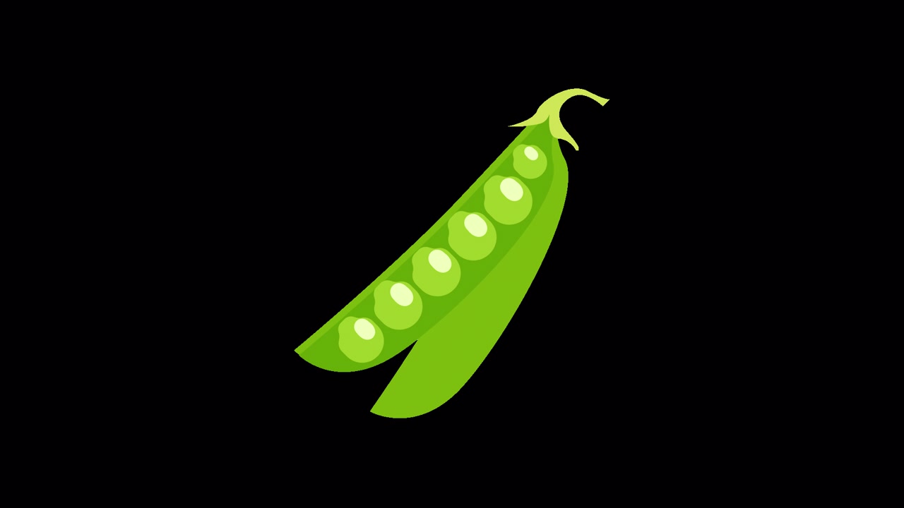 Animated Green Pea Pod Opening to Reveal Fresh Peas