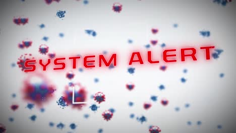 animación de la alerta del sistema sobre un fondo blanco con virus