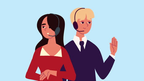pareja joven con animación de auriculares