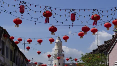 red lantern decoration with islamic building