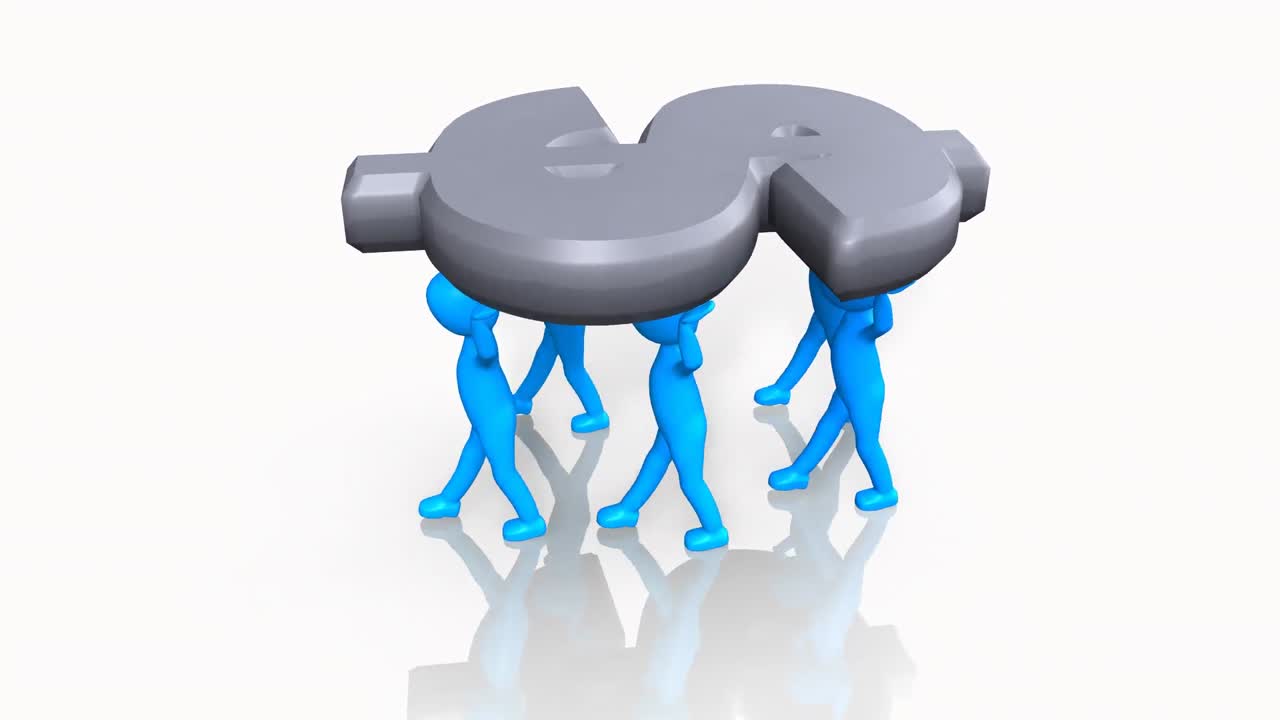 달러 기호 를 들고 있는 3d 비즈니스 팀