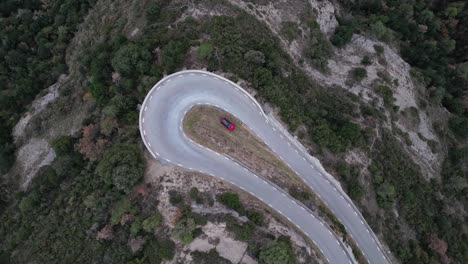 roadtrip on serpentine road in mounains between vinyoles and sobremunt spain