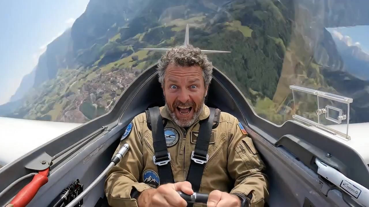 Experienced pilot smiling in aircraft cockpit