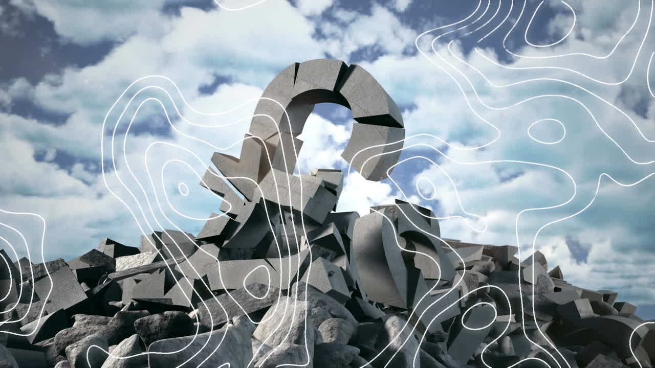 топография на фоне сломанного символа валюты евро на фоне облаков в голубом небе