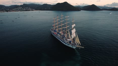 royal clipper tall ship setting sail from saint lucia