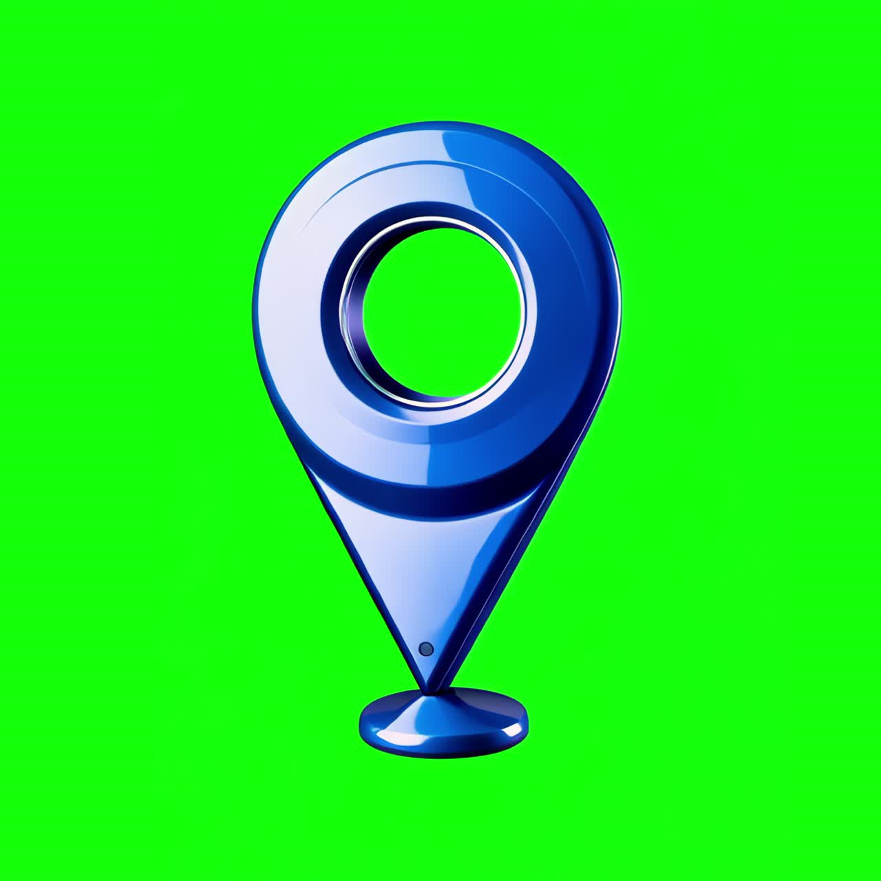 Blue location pin animation, transparent 4K video, green screen