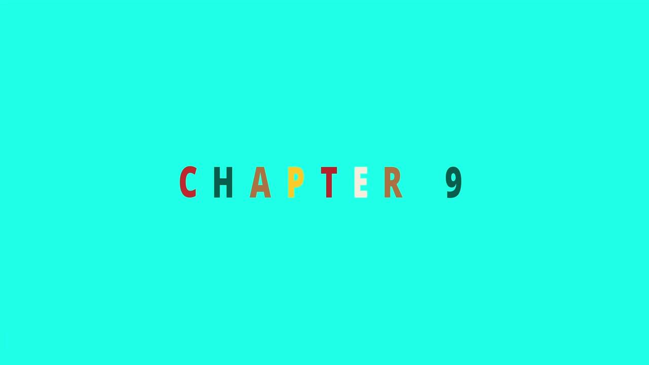 Chapter 9 - colorful Jumping Text effect with Christmas icons - Text Animation on cyan background