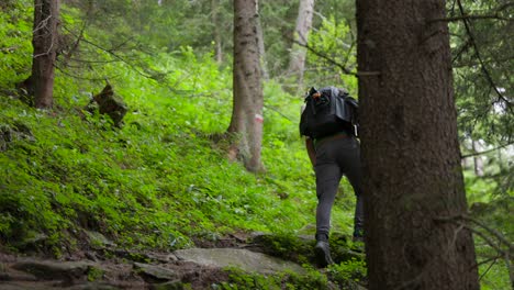 Man-Trekking-On-Mountain-Trails-Near-Lago-Lagazzuolo-In-Valmalenco,-North-Of-Italy