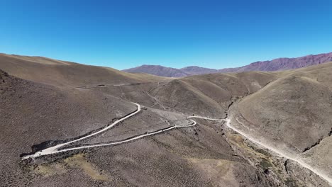 aerial view of the winding mountain tourist road of cuesta de aparzo in jujuy province, argentina