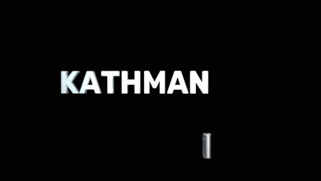 un texto 3d plateado de alta calidad y suave de la ciudad capital "katmandu