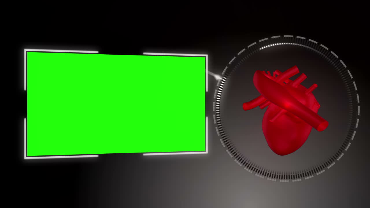 Cuore che batte accanto a uno spazio chroma key