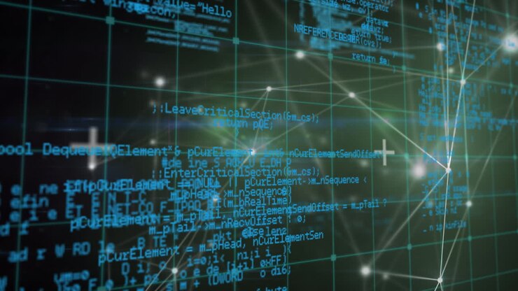 Animation af databehandling og netværk af forbindelser