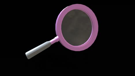 animation of magnifying glass spinning over black background