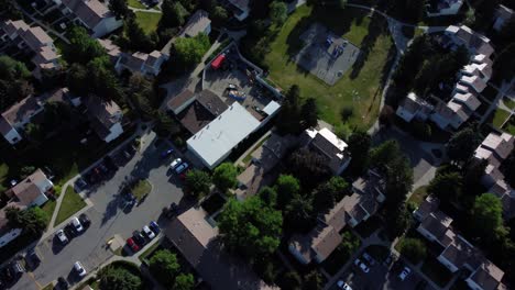 residential streets: aerial footage above calgary, canada