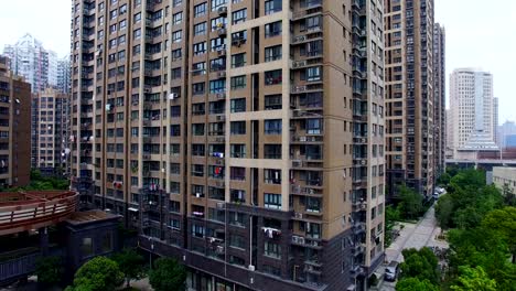 shanghai, china - jul 7, 2017:aerial view of built structure in shanghai