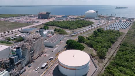 aerial arc over aes andres power plant in santo domingo, caribbean