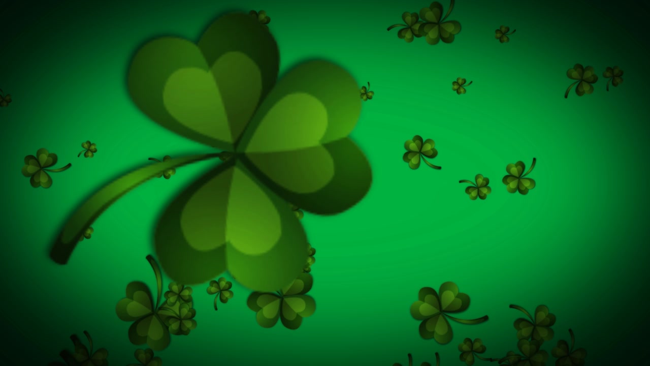 Animation of falling clovers on transparent background