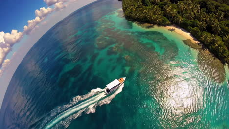 tropical island paradise with boat