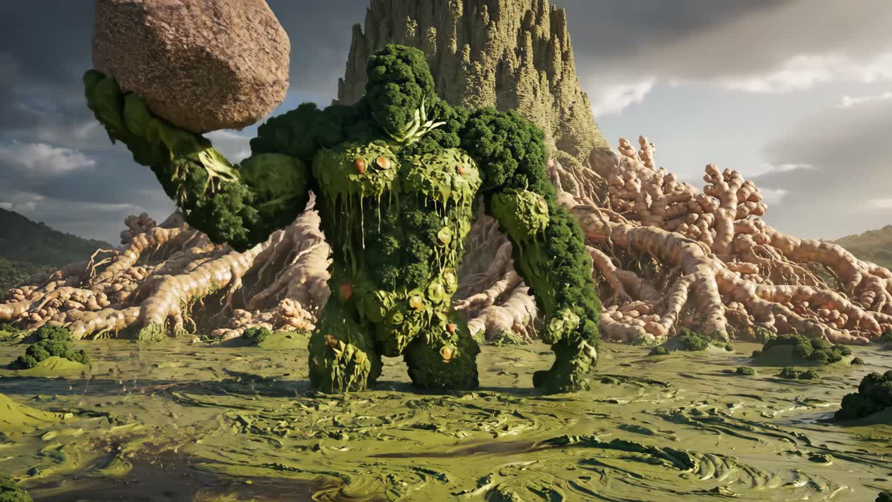 Broccoli Monster in a Swamp