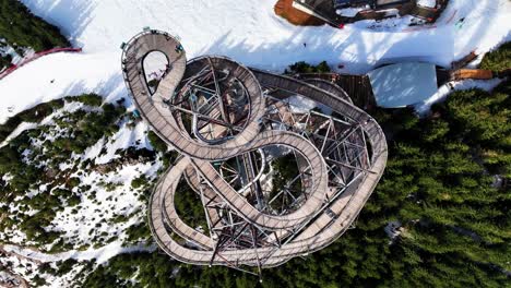 de arriba hacia abajo ascender por el aire por encima del cielo caminar torre atracción, dolni morava chequia