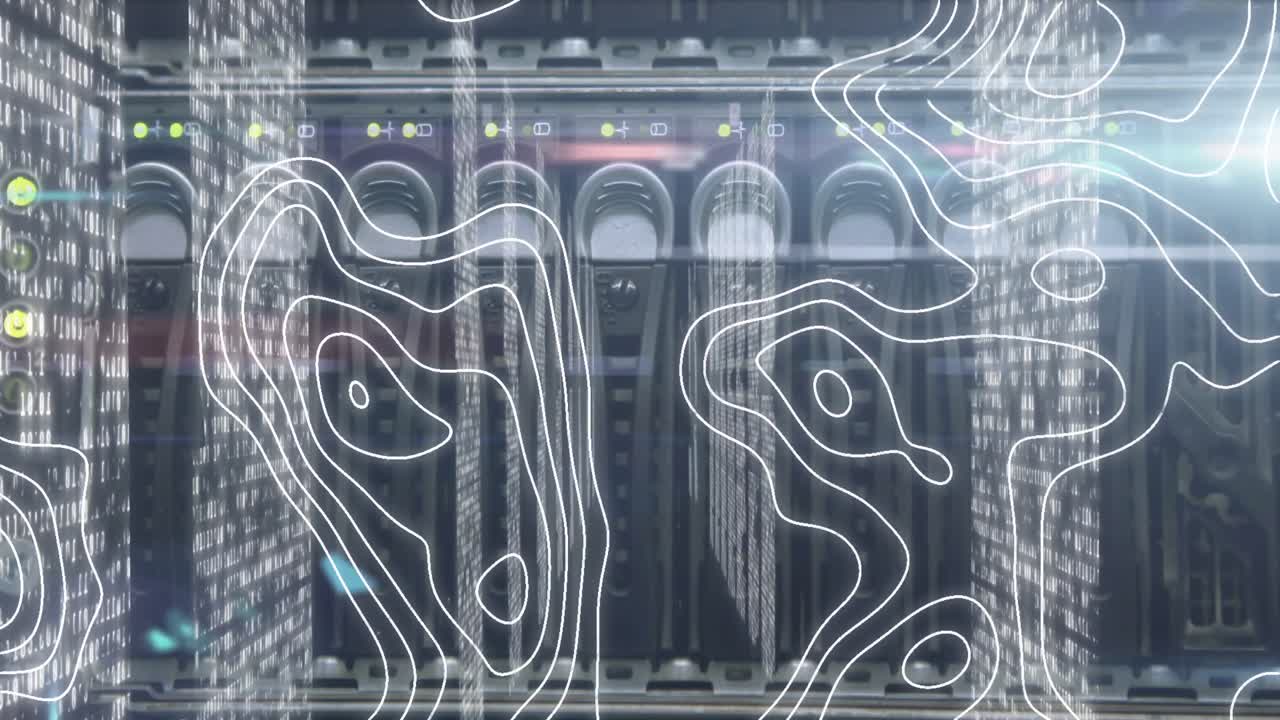 animación del procesamiento de datos en la sala de servidores