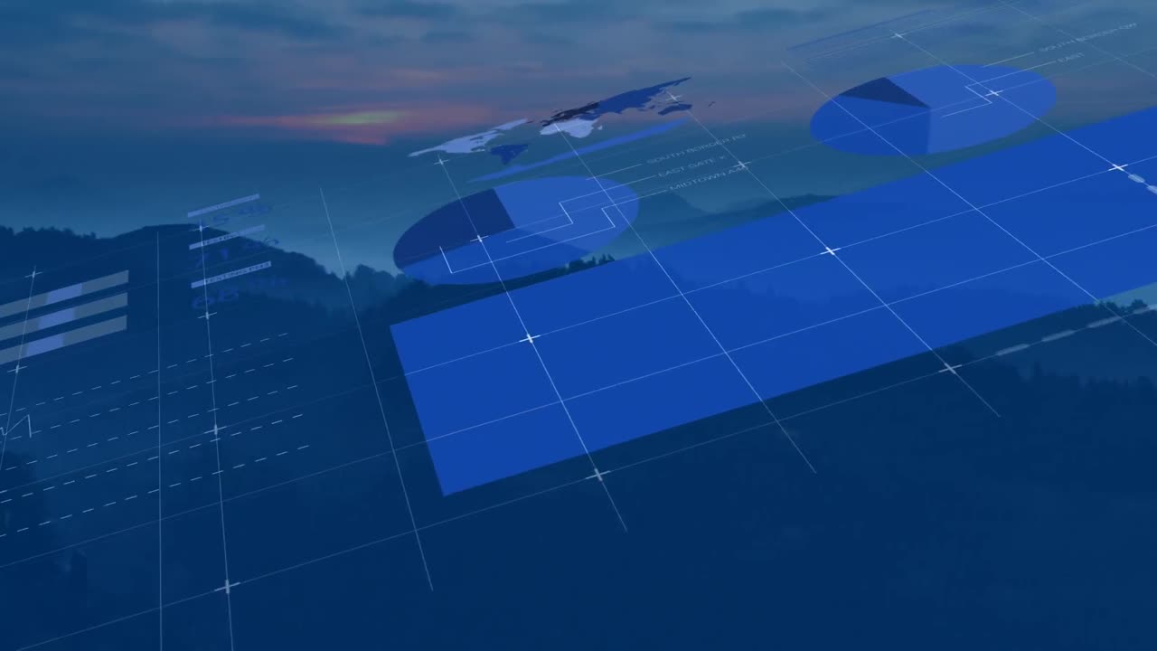 풍경에 대한 데이터 처리의 애니메이션