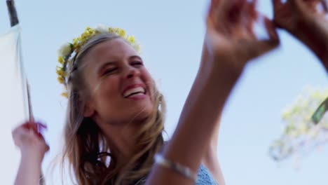 woman having fun at music festival 4k