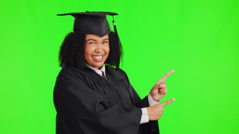 Graduate-pointing,-green-screen
