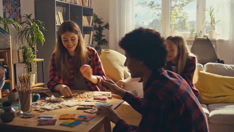 friends enjoying a relaxing time in the living room