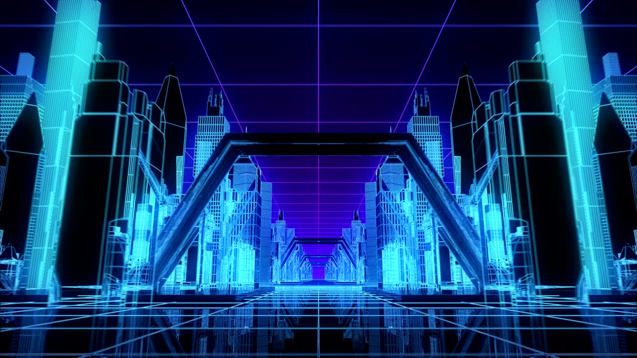 4k 네온 미래의 사이버 시티