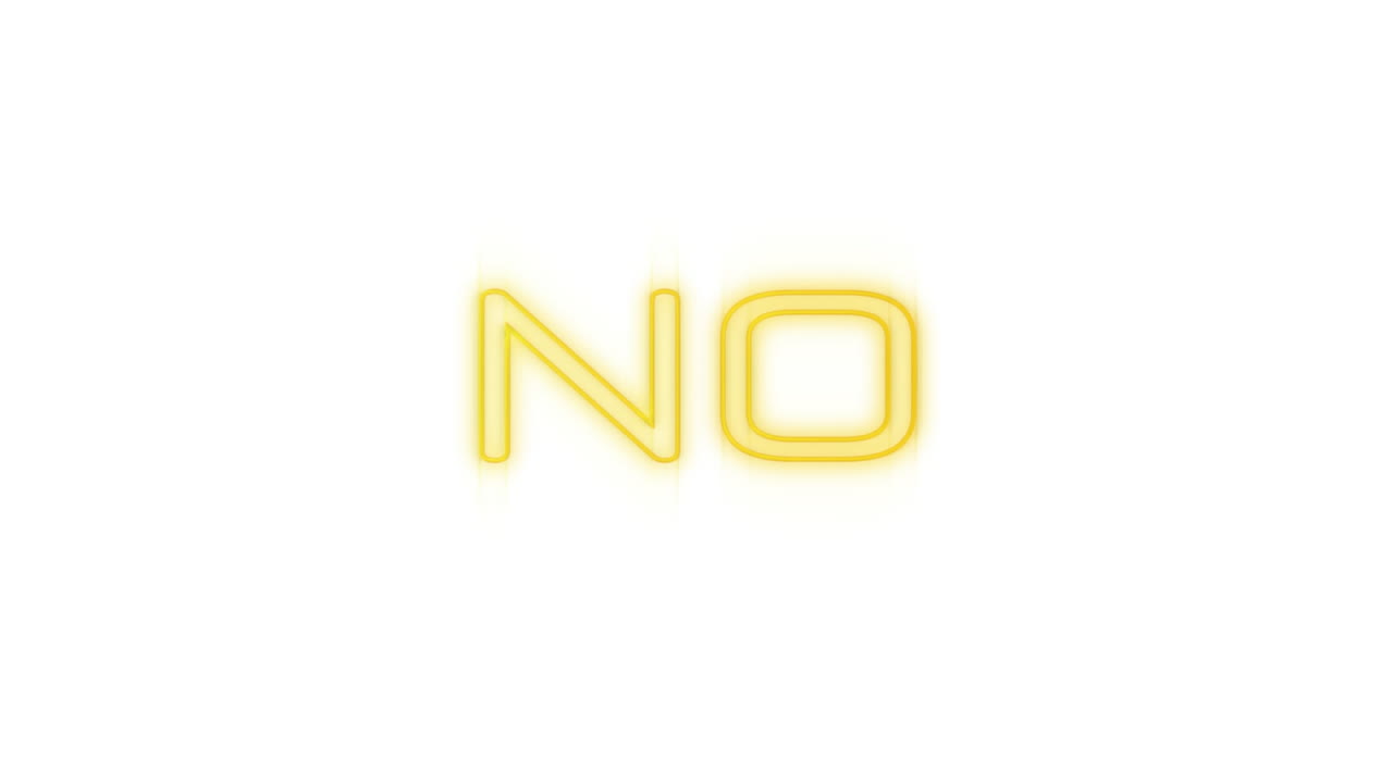 No in yellow neon on white