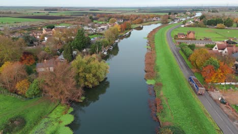 autumnal canal scene from above