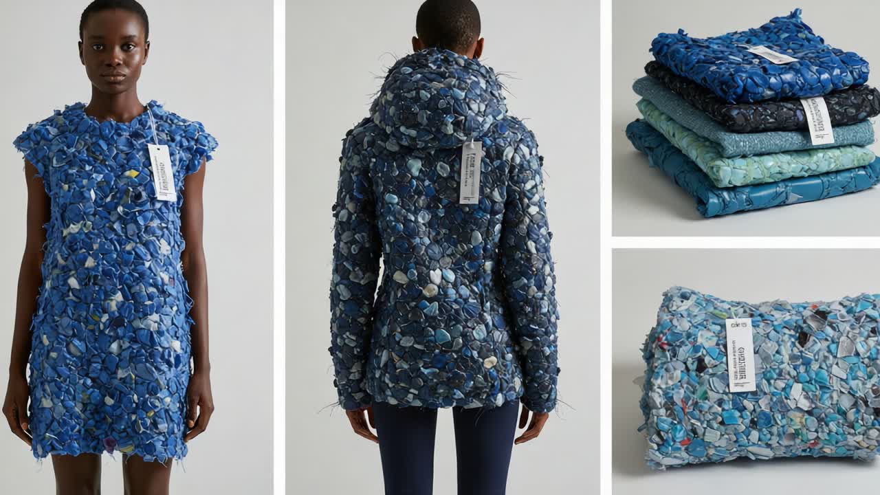 Innovative Textile Fashion: Eco-Friendly Designs Showcasing Beautiful Blue Tones in Unique Styles and Textures for Sustainable Clothing Looks