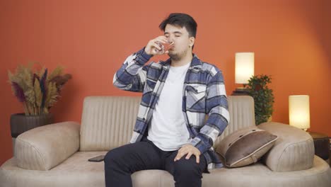 man drinking water for healthy life.