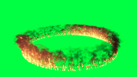 circular fire and smoke effect on green screen