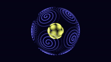 Gorgeous 3d sphere with vibrant yellow and blue patterns floating in space
