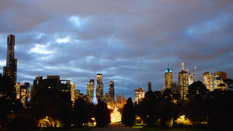timelapse del horizonte de paranoma de melbourne en la noche timelapse de la noche de la ciudad de melbourne