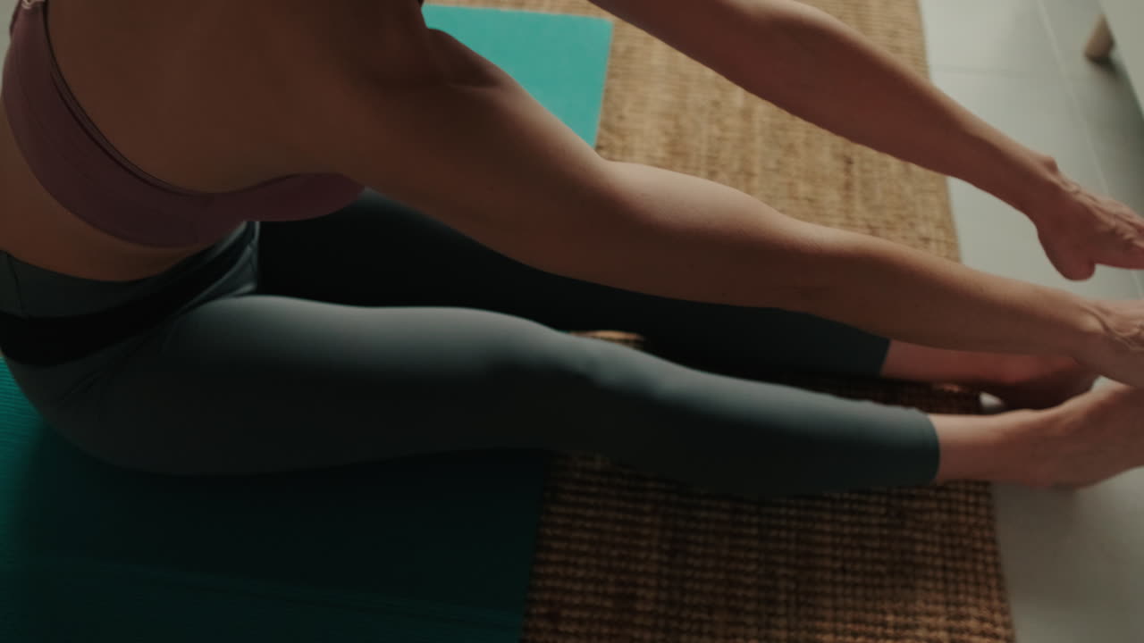 Woman Doing Yoga Stretching at Home