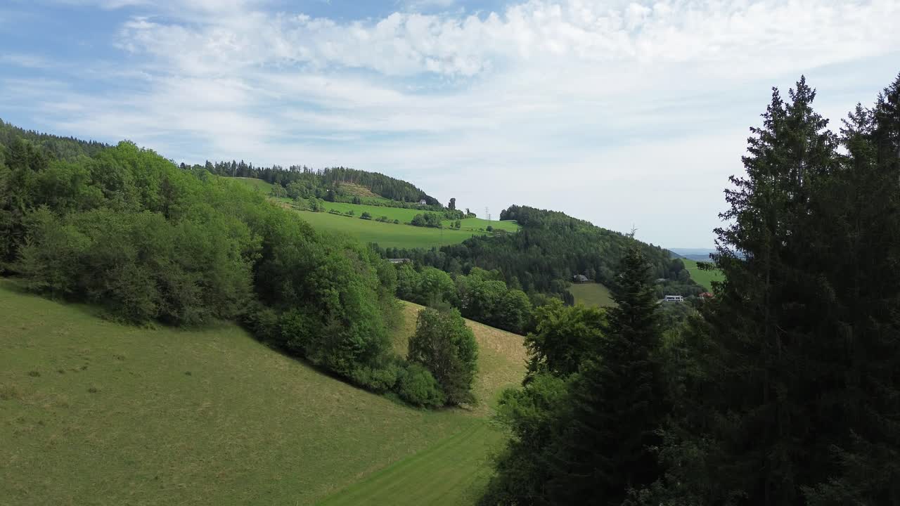 bosque negro de la baja austria cerca de semmering filmado con un avión no tripulado desde arriba en 4k durante el día de verano